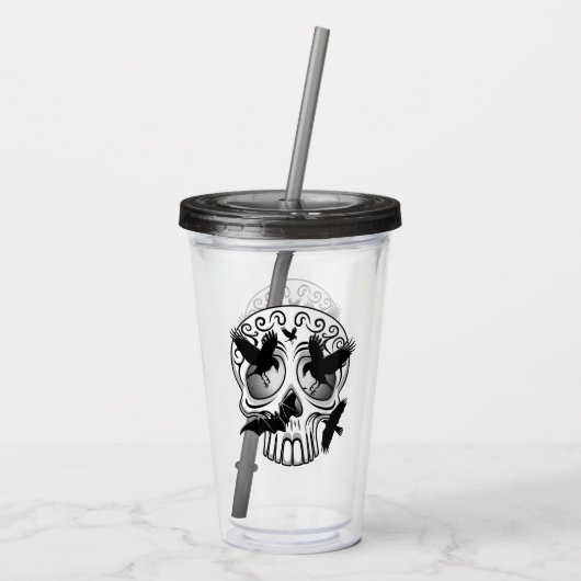 Skull Halloween Decorative Calaveras アクリルタンブラー (裏面)