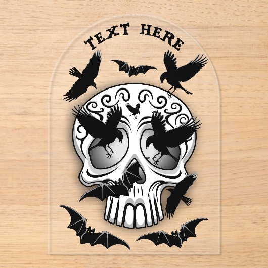 Skull Halloween Decorative Calaveras アクリル招待状 (正面)