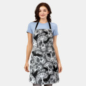 Skull Halloween Decorative Calaveras エプロン (着用した状態)