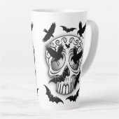 Skull Halloween Decorative Calaveras カフェラテマグ (右アングル)