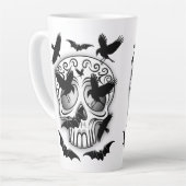 Skull Halloween Decorative Calaveras カフェラテマグ (左アングル)