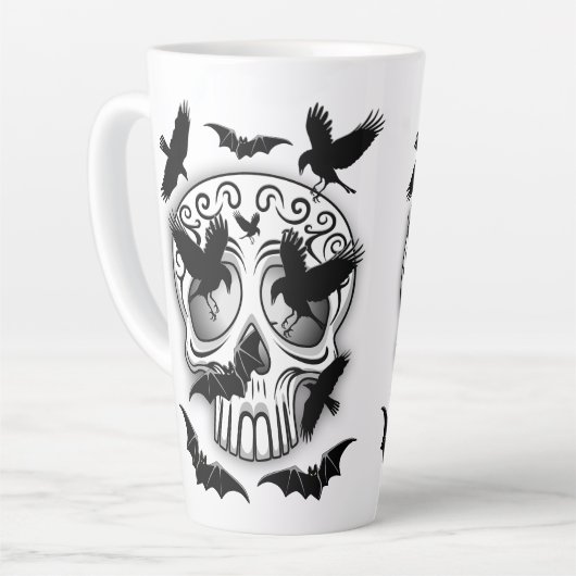 Skull Halloween Decorative Calaveras カフェラテマグ (左アングル)