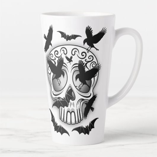Skull Halloween Decorative Calaveras カフェラテマグ (右)