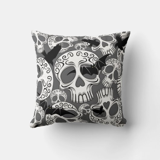 Skull Halloween Decorative Calaveras クッション (裏面)