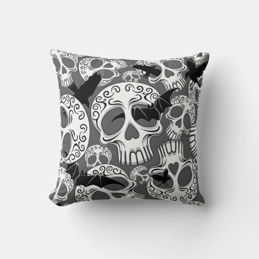 Skull Halloween Decorative Calaveras クッション (正面)