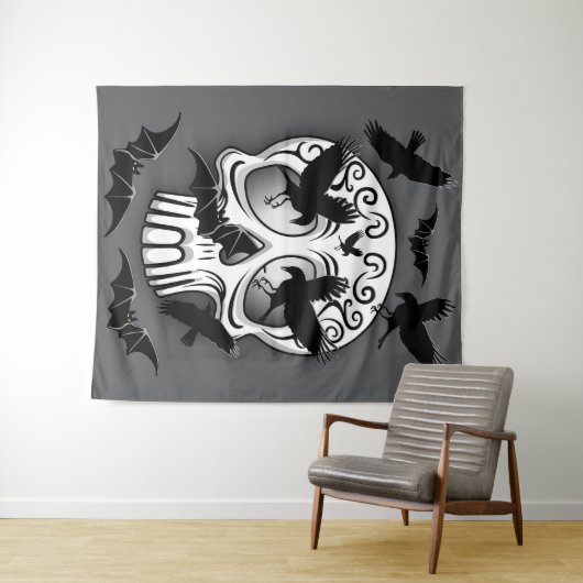 Skull Halloween Decorative Calaveras タペストリー (インサイチュ(横))