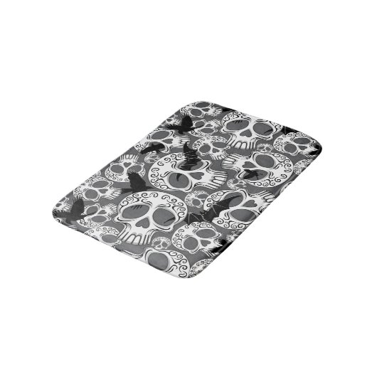 Skull Halloween Decorative Calaveras バスマット (アングル)