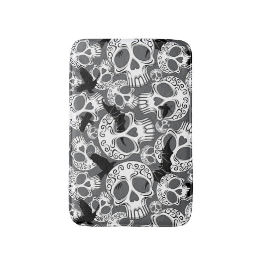 Skull Halloween Decorative Calaveras バスマット (正面縦)