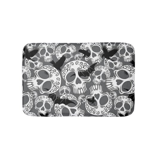 Skull Halloween Decorative Calaveras バスマット (正面)