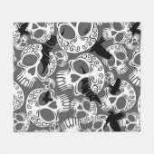 Skull Halloween Decorative Calaveras フリースブランケット (正面(横))