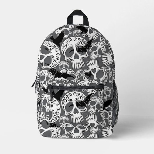 Skull Halloween Decorative Calaveras プリントバックパック (正面)