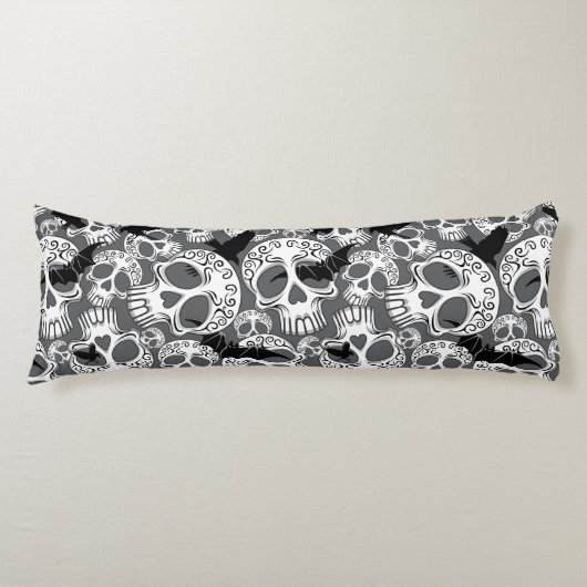 Skull Halloween Decorative Calaveras ボディピロー (正面)