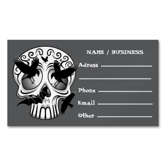 Skull Halloween Decorative Calaveras マグネット名刺 (正面)