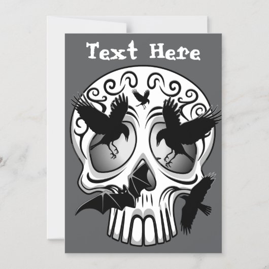 Skull Halloween Decorative Calaveras マグネット招待状 (正面)