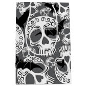 Skull Halloween Decorative Calaveras ミディアムペーパーバッグ (正面)