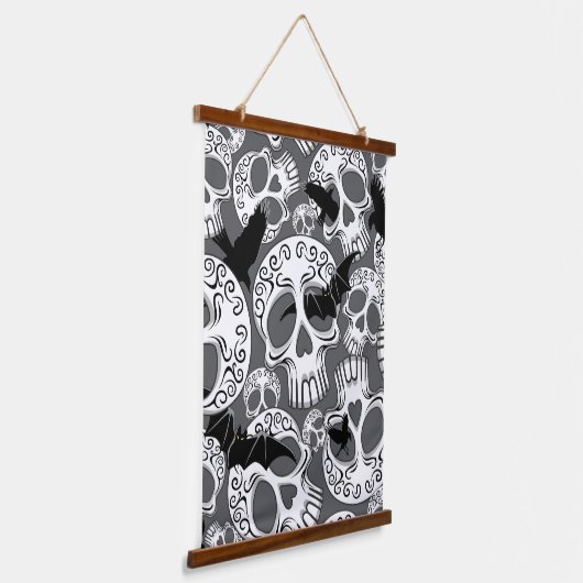 Skull Halloween Decorative Calaveras 吊り下げ型タペストリー (傾斜あり)