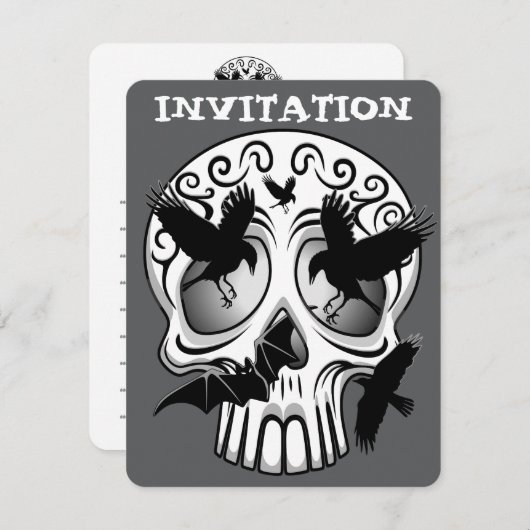 Skull Halloween Decorative Calaveras 招待状 (正面/裏面)