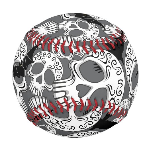 Skull Halloween Decorative Calaveras 野球ボール (正面)