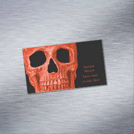 Skull Head Gothic Neon Orange Black Tattoo Shop マグネット名刺