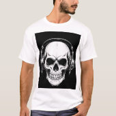Skull Headphone Gothic Graphic T-Shirt Tシャツ (正面)
