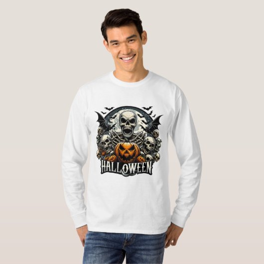 Skull Horde Halloween Pumpkin Tシャツ (正面フル)