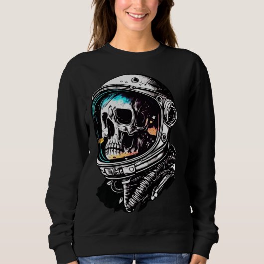 Skull in an astronaut helmet skull astronaut スウェットシャツ (正面)