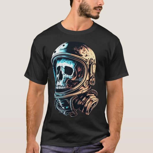 Skull in an astronaut helmet skull astronaut  1 tシャツ (正面)