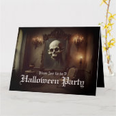 Skull in Haunted Painting Halloween Invitation カード (黄色い花)