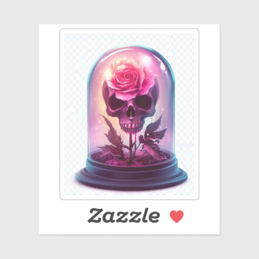 Skull in Rose Glass シール (シート)