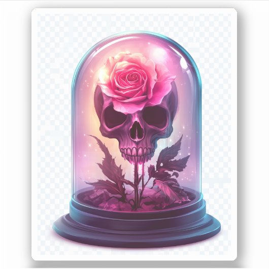 Skull in Rose Glass シール (正面)