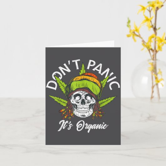 Skull Jamaica Rasta Funny Don´t Panic It´s Organic カード (黄色い花)