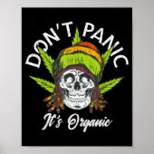 Skull Jamaica Rasta Funny Don´t Panic It´s Organic ポスター (正面)