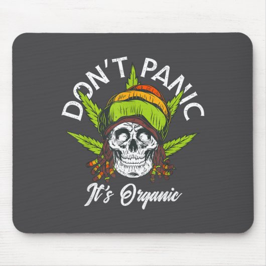 Skull Jamaica Rasta Funny Don´t Panic It´s Organic マウスパッド (正面)