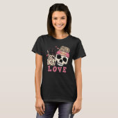 Skull Love Anti Valentines Day Leopard Skeleton Ha Tシャツ (正面フル)