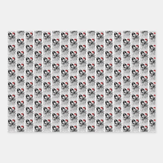 Skull lover bookish Christmas gothic wrapping pape ラッピングペーパーシート (正面)