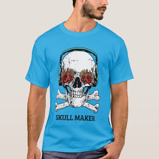 SKULL MAKER Headphones and Roses | Tシャツ (正面)