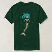 Skull Mermaid Goth Skeleton Long Sapphire Hair Tシャツ (デザイン正面)