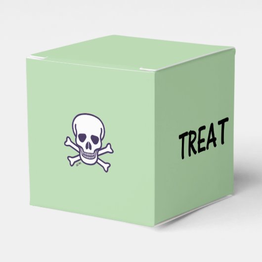 Skull n Bones Trick Treat green square favor boxes フェイバーボックス (正面サイド)