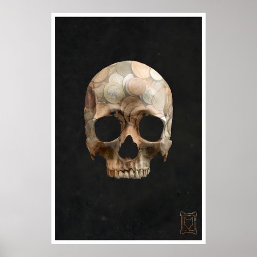 Skull of Coins Art Print Gothic Horror Halloween ポスター (正面)