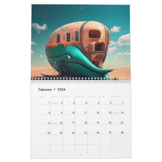 Skull on the beach カレンダー (2月 2026)