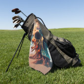 Skull on the beach ゴルフタオル (グリーン)