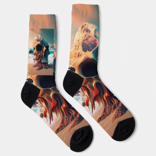 Skull on the beach ソックス (右)