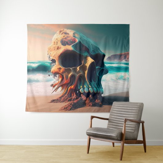 Skull on the beach タペストリー (インサイチュ(横))