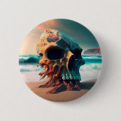 Skull on the Beach 缶バッジ (正面)