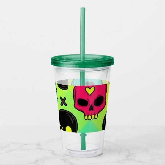 Skull Pattern Acrylic Tumbler アクリルタンブラー (正面)