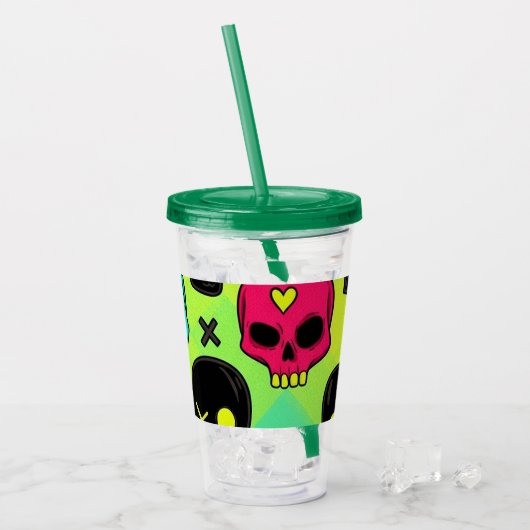 Skull Pattern Acrylic Tumbler アクリルタンブラー (アイス正面)