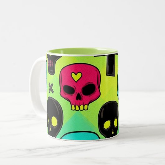 Skull Pattern Coffee Mug ツートーンマグカップ (正面左)