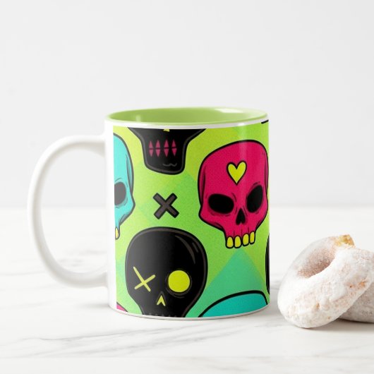 Skull Pattern Coffee Mug ツートーンマグカップ (ドーナツ)