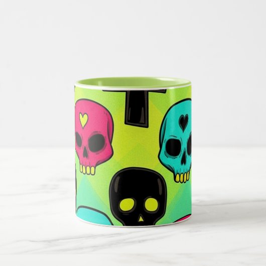 Skull Pattern Coffee Mug ツートーンマグカップ (中央)