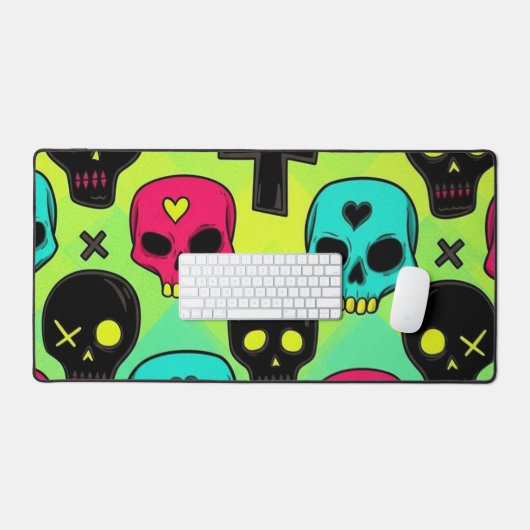 Skull Pattern Desk Mat デスクマット (キーボード&マウス)